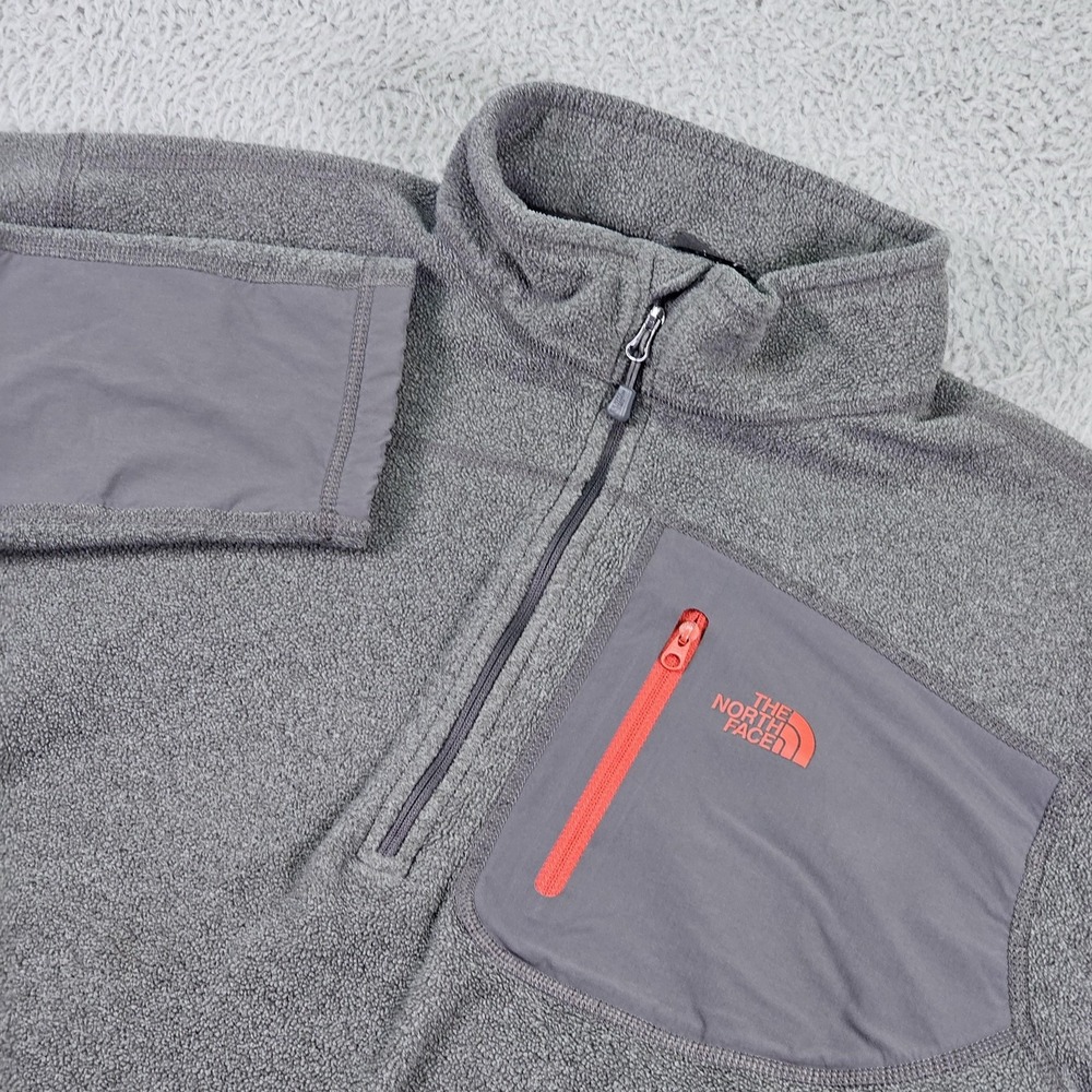 The North Face Fleece Pullover Mens Large Gray Quarter Zip Chest Pocket Panels